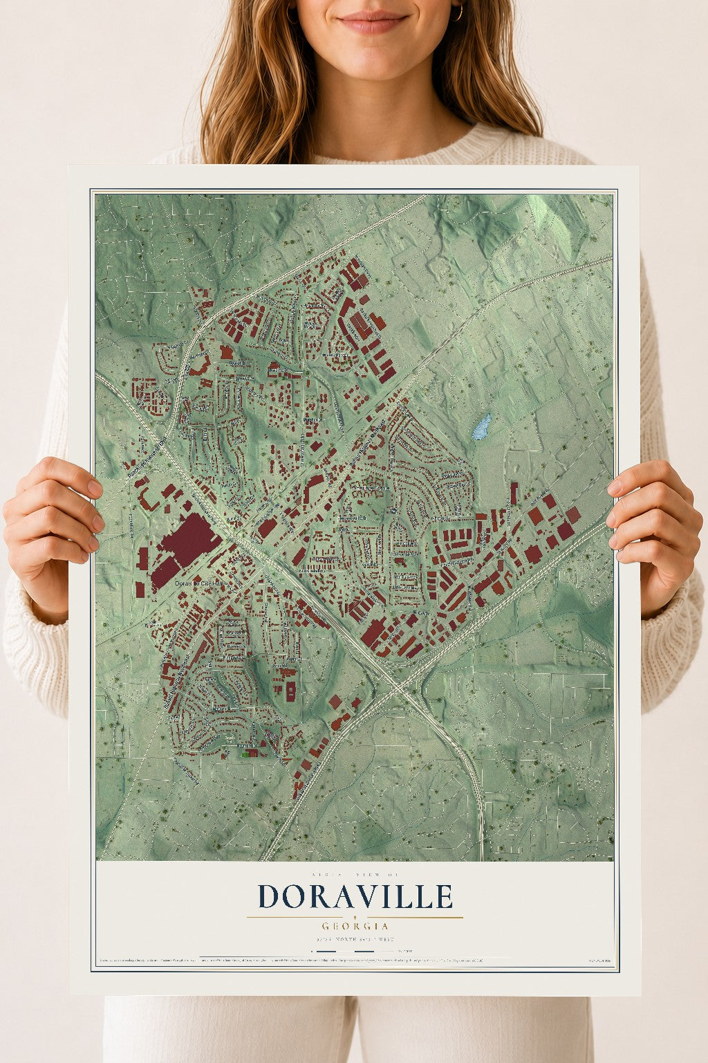 Doraville, Georgia map print, 18" x 24" Archival Matte Print mockup