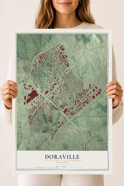 Doraville, Georgia map print, 18" x 24" Archival Matte Print mockup