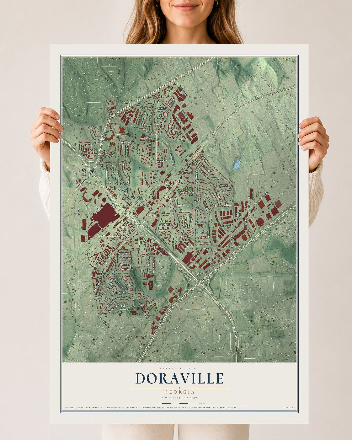 Doraville, Georgia map print, 24" x 36" Archival Matte Print mockup