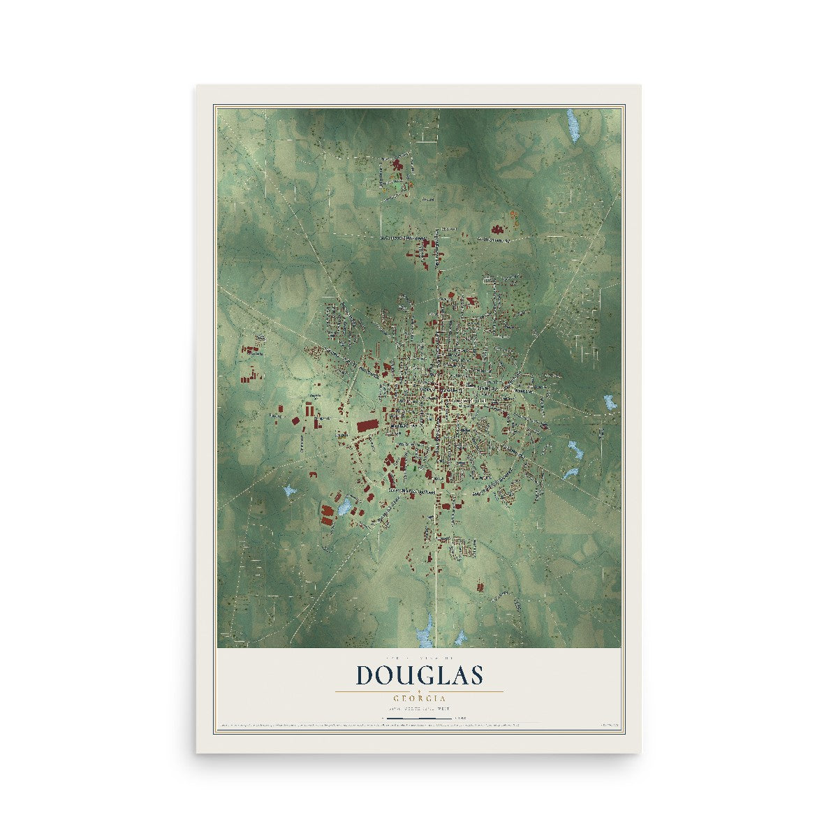 Douglas, Georgia map print, 12" x 18" Archival Matte Print mockup