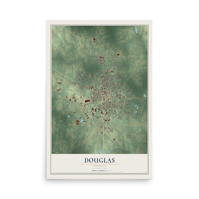 Douglas, Georgia map print, 12" x 18" Archival Matte Print mockup