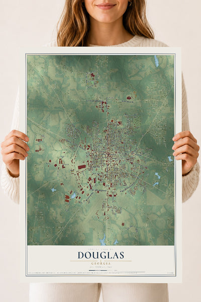 Douglas, Georgia map print, 18" x 24" Archival Matte Print mockup