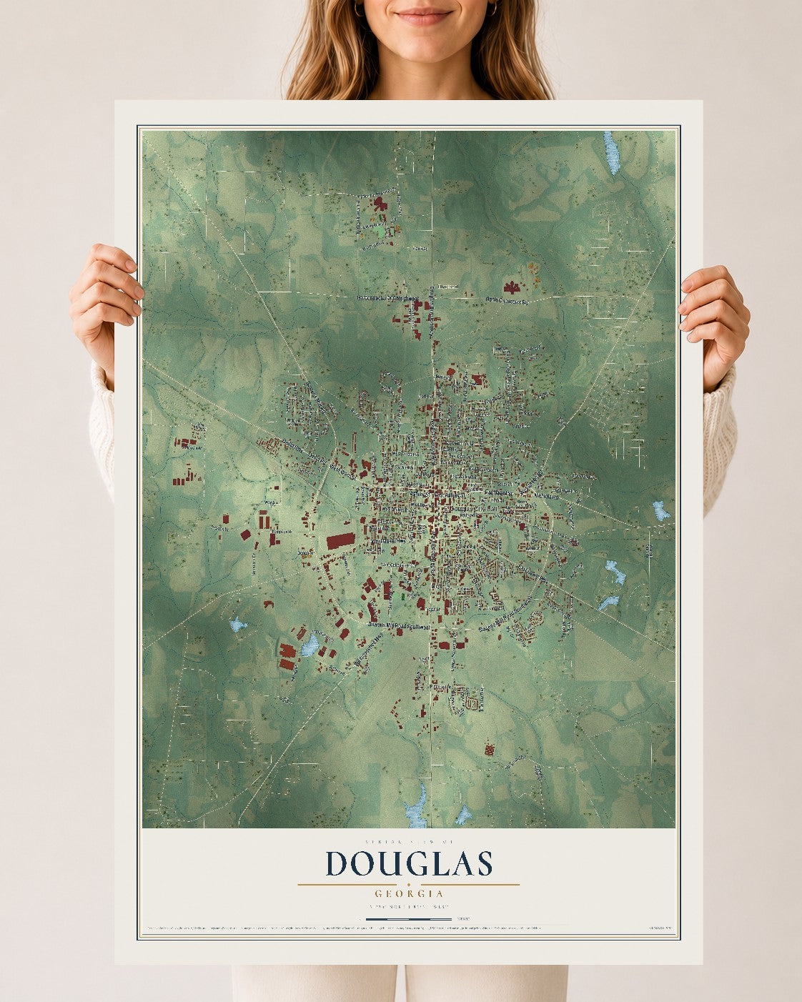 Douglas, Georgia map print, 24" x 36" Archival Matte Print mockup