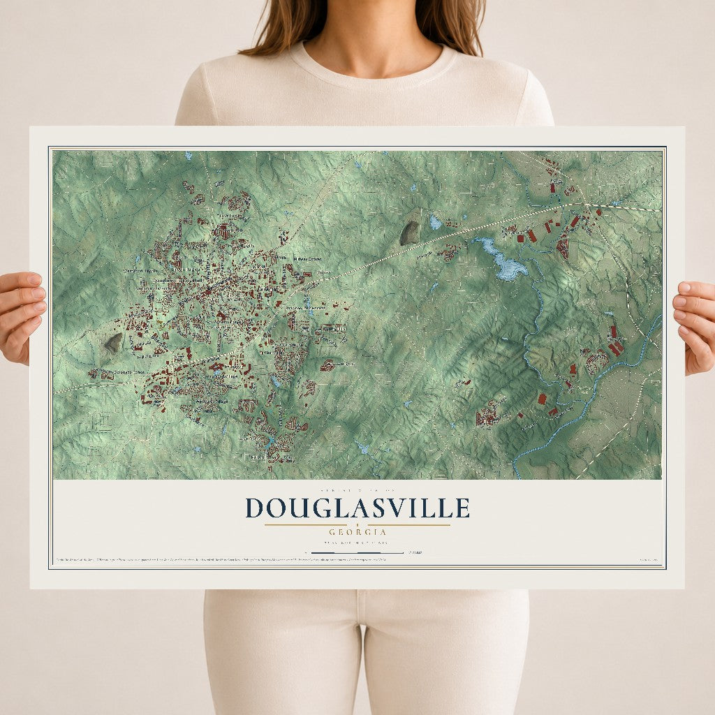 Douglasville, Georgia map print, 18" x 24" Archival Matte Print mockup