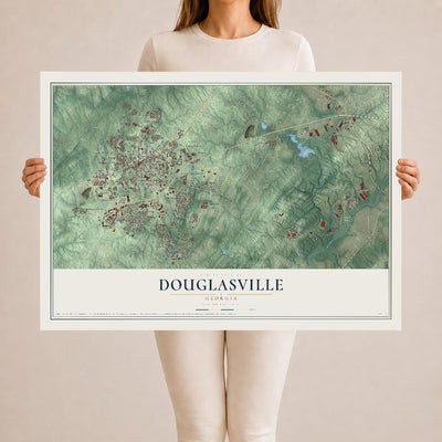 Douglasville, Georgia map print, 24" x 36" Archival Matte Print mockup
