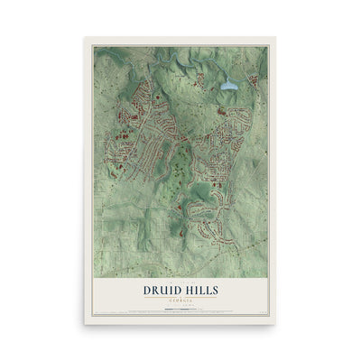 Druid Hills, Georgia map print, 12" x 18" Archival Matte Print mockup
