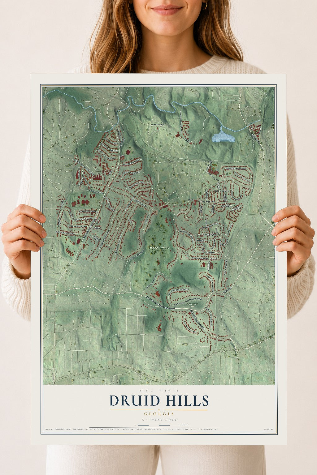 Druid Hills, Georgia map print, 18" x 24" Archival Matte Print mockup