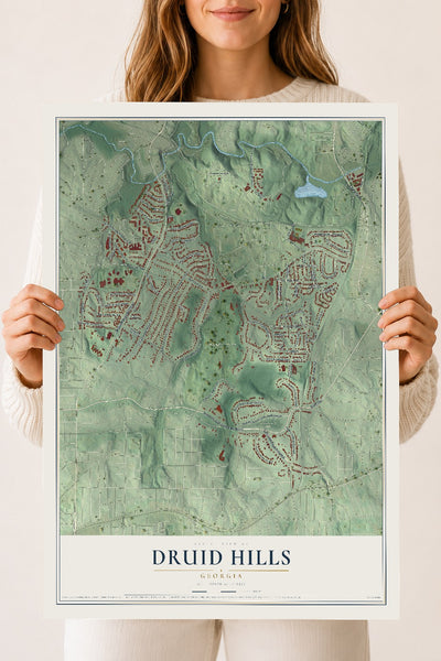 Druid Hills, Georgia map print, 18" x 24" Archival Matte Print mockup