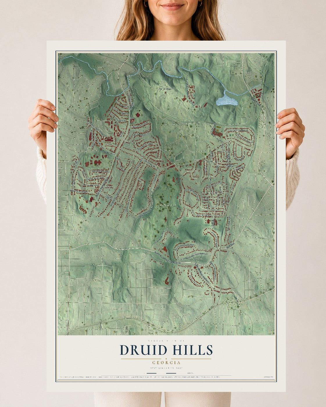 Druid Hills, Georgia map print, 24" x 36" Archival Matte Print mockup