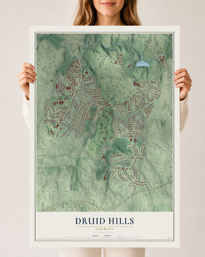 Druid Hills, Georgia map print, 24" x 36" Archival Matte Print mockup
