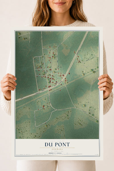 Du Pont, Georgia map print, 18" x 24" Archival Matte Print mockup