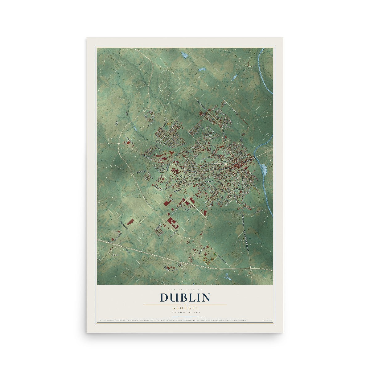Dublin, Georgia map print, 12" x 18" Archival Matte Print mockup