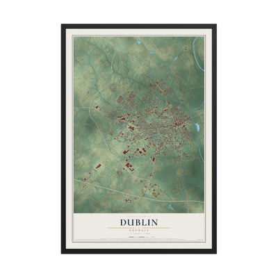 Dublin, Georgia map print, 12" x 18" W/ Black Ayous Wood Frame mockup