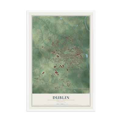 Dublin, Georgia map print, 12" x 18" W/ White Ayous Wood Frame mockup