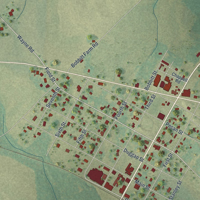 Close-up 1 of the Dudley, Georgia map artwork