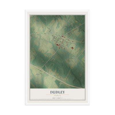 Dudley, Georgia map print, 12" x 18" W/ White Ayous Wood Frame mockup