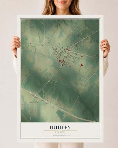 Dudley, Georgia map print, 24" x 36" Archival Matte Print mockup
