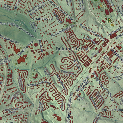 Close-up 1 of the Duluth, Georgia map artwork