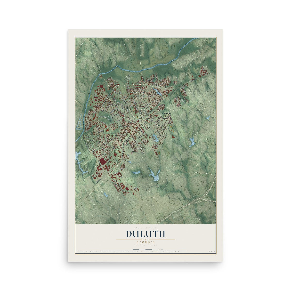 Duluth, Georgia map print, 12" x 18" Archival Matte Print mockup