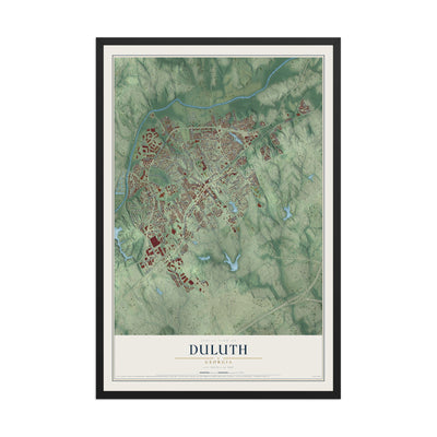 Duluth, Georgia map print, 12" x 18" W/ Black Ayous Wood Frame mockup