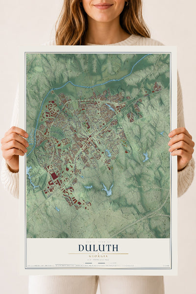 Duluth, Georgia map print, 18" x 24" Archival Matte Print mockup