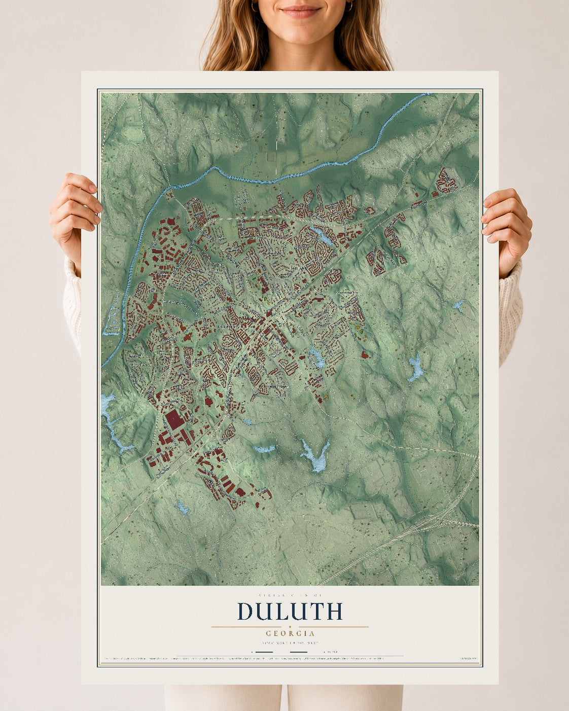 Duluth, Georgia map print, 24" x 36" Archival Matte Print mockup
