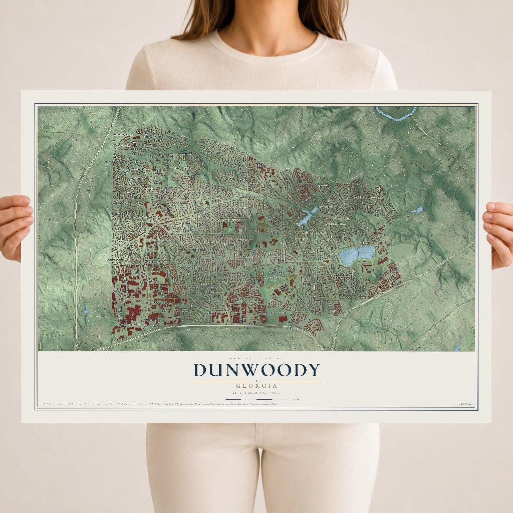 Dunwoody, Georgia map print, 18" x 24" Archival Matte Print mockup
