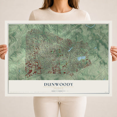 Dunwoody, Georgia map print, 18" x 24" Archival Matte Print mockup