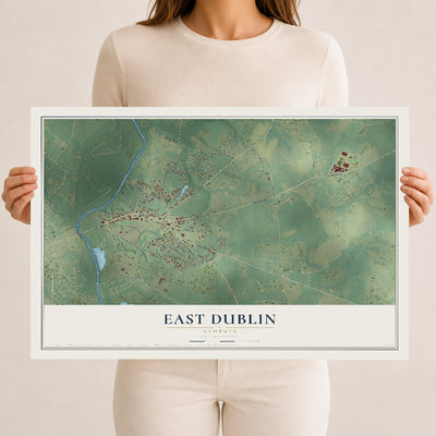 East Dublin, Georgia map print, 12" x 18" Archival Matte Print mockup