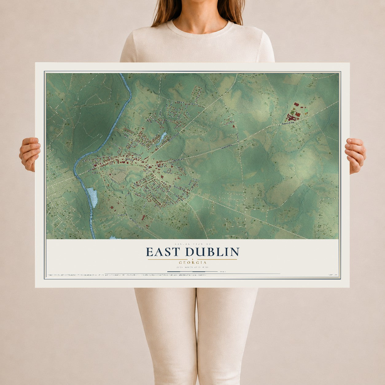 East Dublin, Georgia map print, 24" x 36" Archival Matte Print mockup