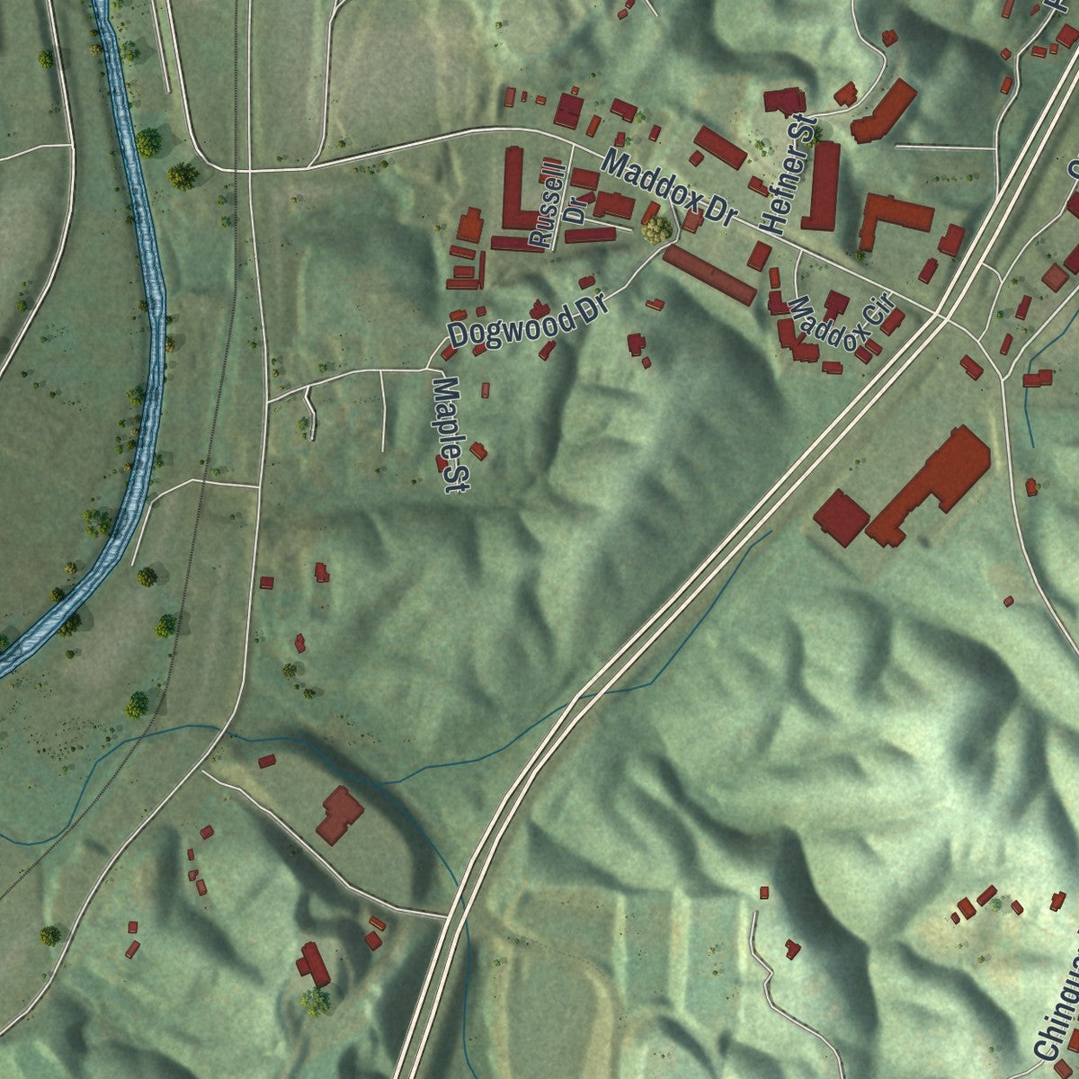 Close-up 2 of the East Ellijay, Georgia map artwork