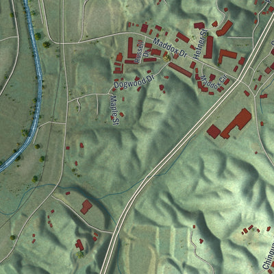Close-up 2 of the East Ellijay, Georgia map artwork