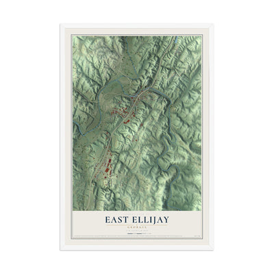 East Ellijay, Georgia map print, 12" x 18" W/ White Ayous Wood Frame mockup