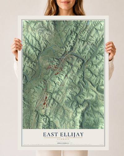 East Ellijay, Georgia map print, 24" x 36" Archival Matte Print mockup