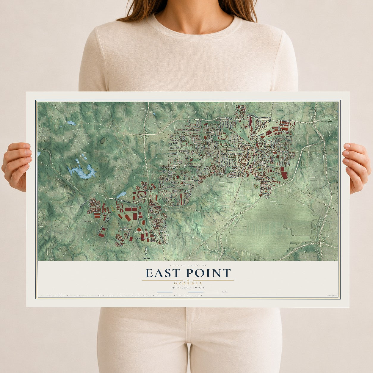 East Point, Georgia map print, 12" x 18" Archival Matte Print mockup