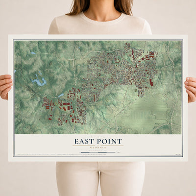 East Point, Georgia map print, 18" x 24" Archival Matte Print mockup