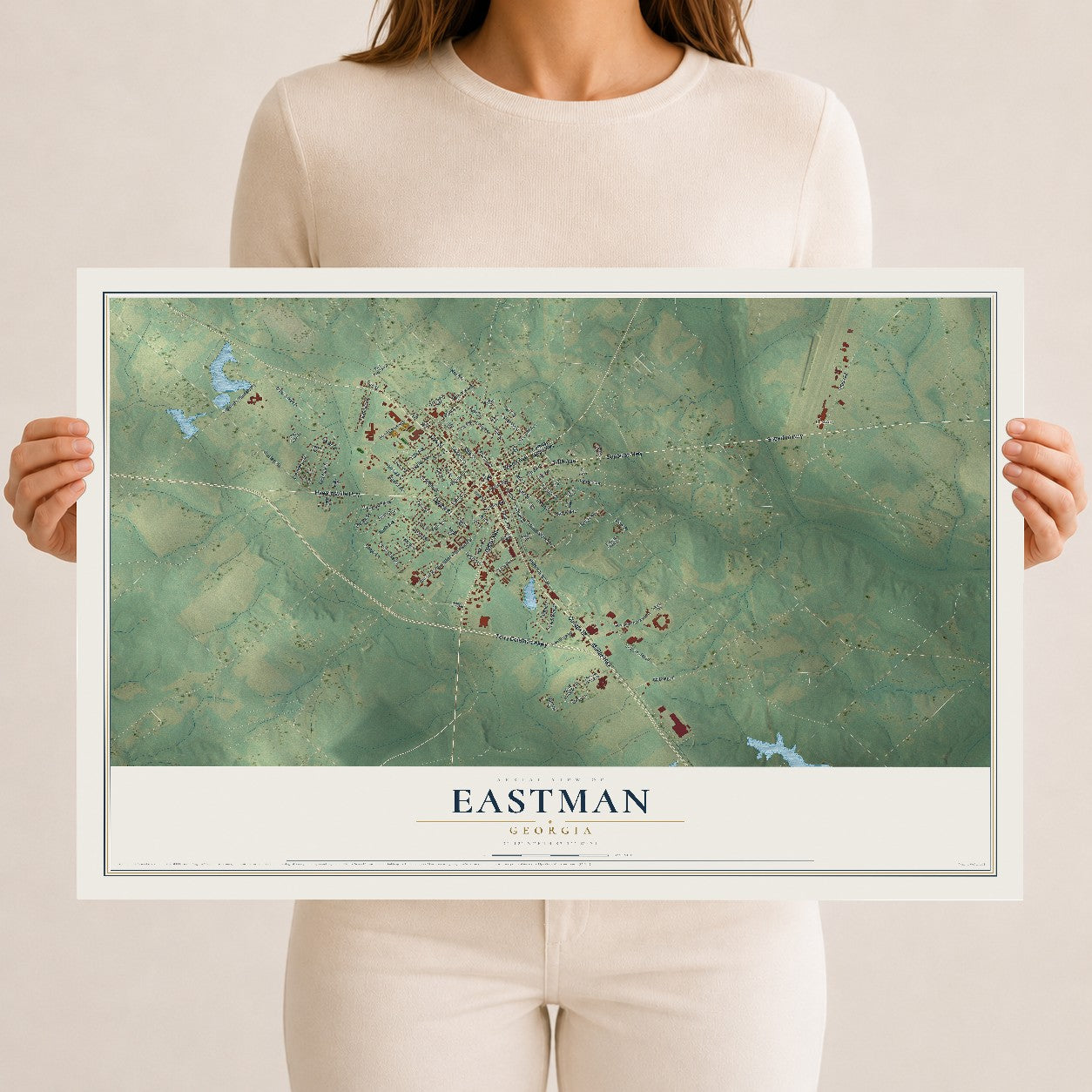 Eastman, Georgia map print, 12" x 18" Archival Matte Print mockup