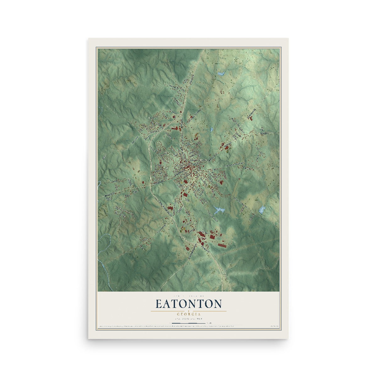 Eatonton, Georgia map print, 12" x 18" Archival Matte Print mockup