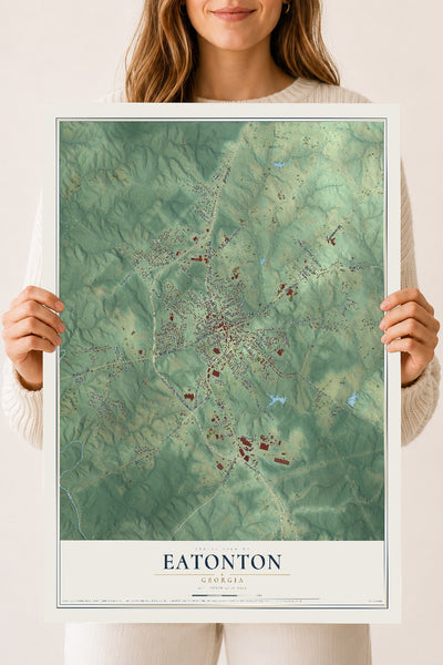 Eatonton, Georgia map print, 18" x 24" Archival Matte Print mockup