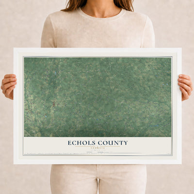 Echols County, Georgia map print, 12" x 18" W/ White Ayous Wood Frame mockup