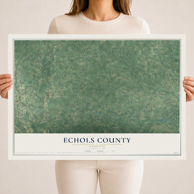 Echols County, Georgia map print, 18" x 24" Archival Matte Print mockup