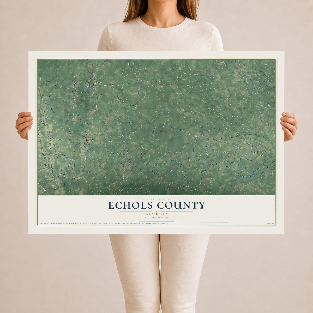 Echols County, Georgia map print, 24" x 36" Archival Matte Print mockup