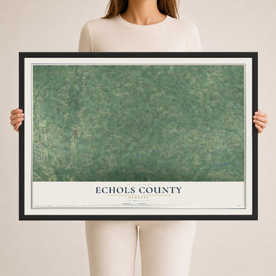 Echols County, Georgia map print, 24" x 36" W/ Black Ayous Wood Frame mockup