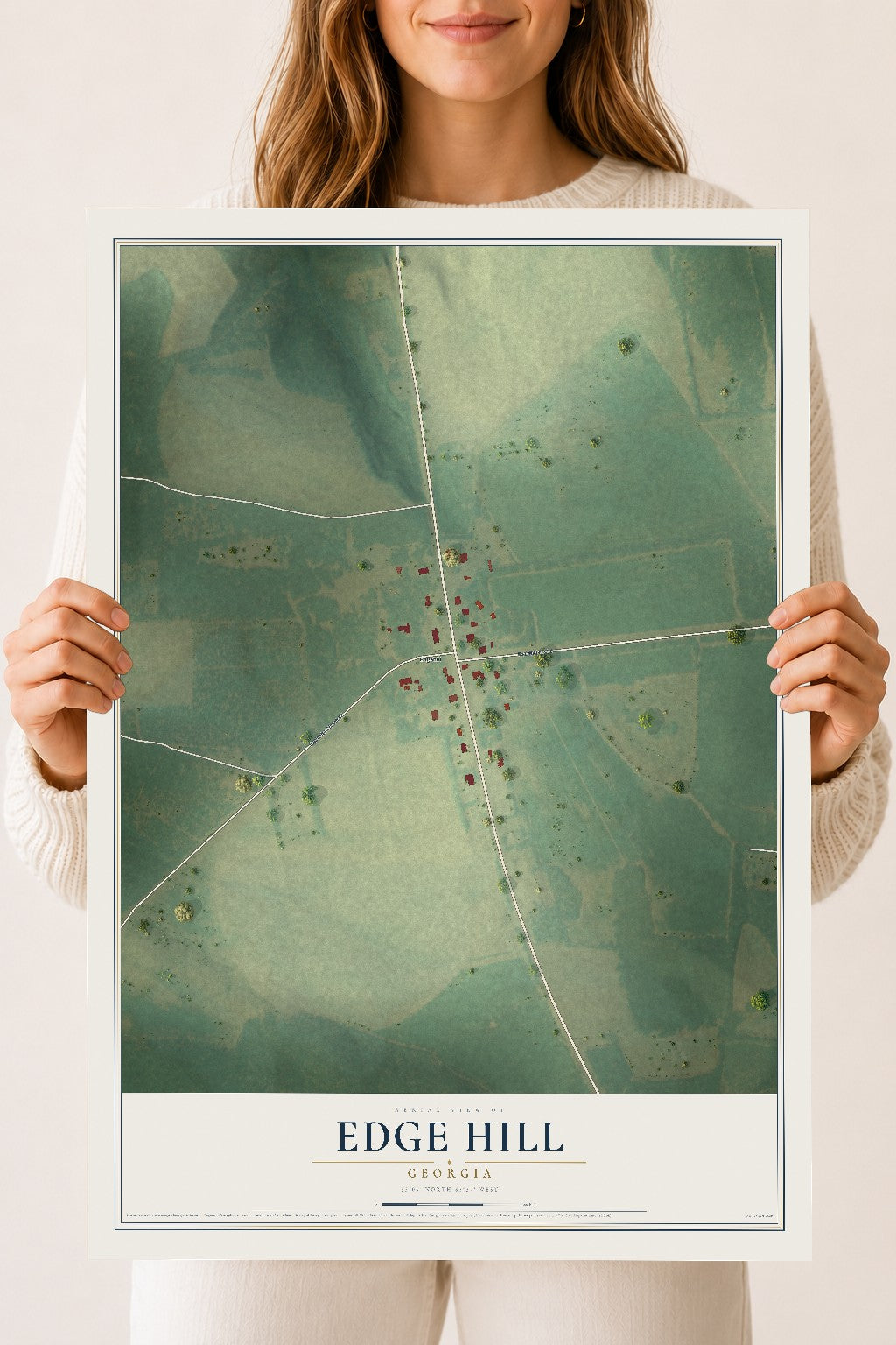 Edge Hill, Georgia map print, 18" x 24" Archival Matte Print mockup