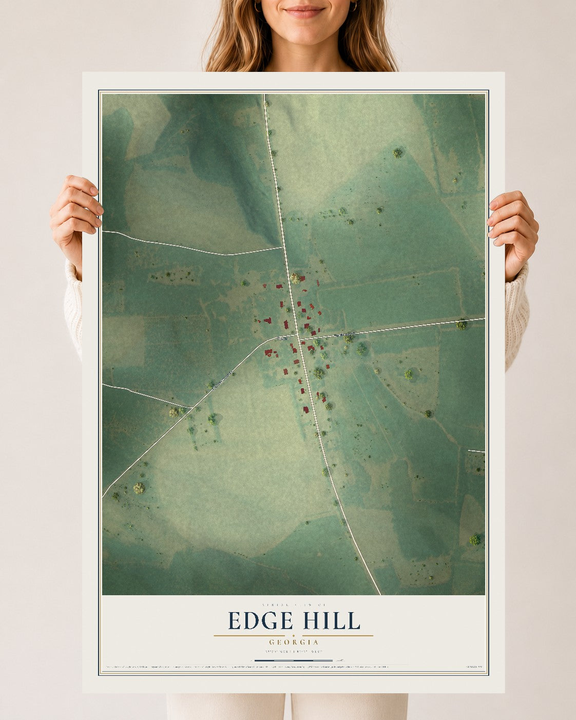 Edge Hill, Georgia map print, 24" x 36" Archival Matte Print mockup