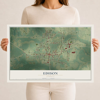 Edison, Georgia map print, 12" x 18" Archival Matte Print mockup