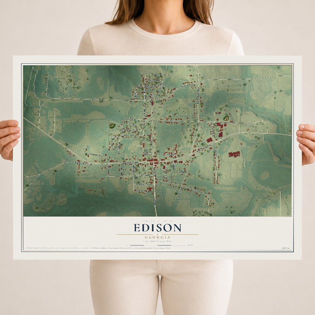 Edison, Georgia map print, 18" x 24" Archival Matte Print mockup