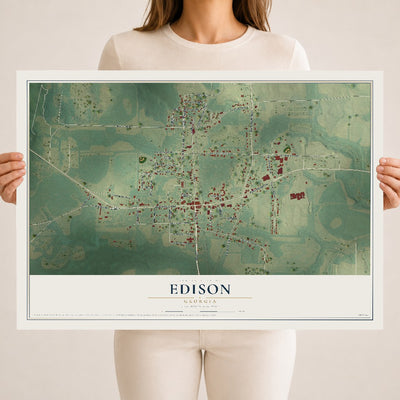 Edison, Georgia map print, 18" x 24" Archival Matte Print mockup