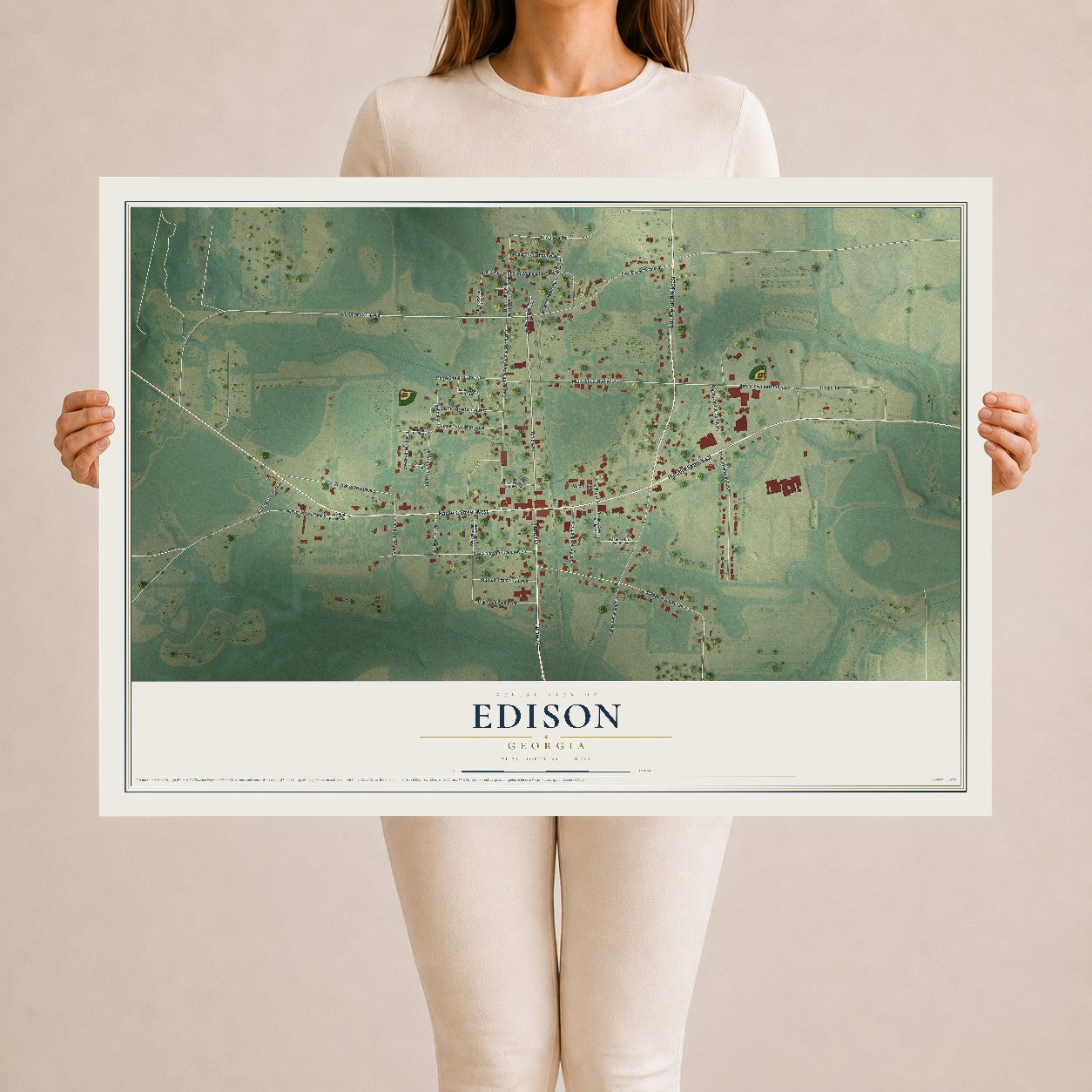 Edison, Georgia map print, 24" x 36" Archival Matte Print mockup