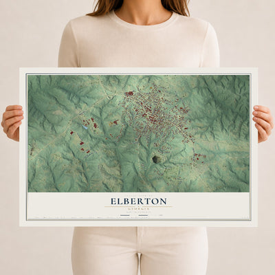 Elberton, Georgia map print, 12" x 18" Archival Matte Print mockup